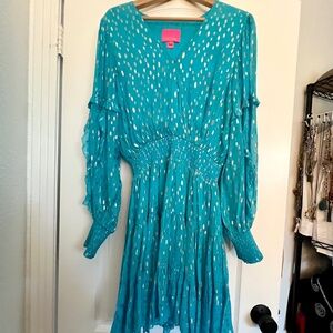 Lilly Pulitzer turquoise & gold dress
